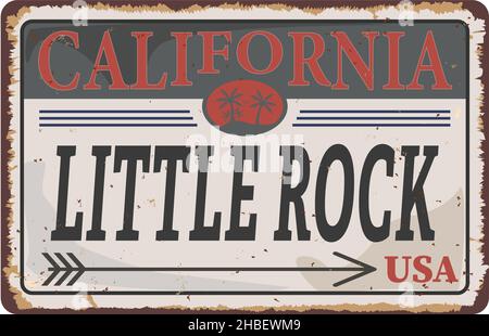 Benvenuto a Little Rock california Road segno vintage illustrazione Illustrazione Vettoriale