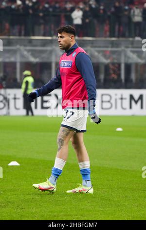 Milano, Italia. 19th Dic 2021. Andrea Petagna durante AC Milan vs SSC Napoli, Campionato italiano di calcio A partita a Milano, Italia, Dicembre 19 2021 Credit: Independent Photo Agency/Alamy Live News Foto Stock