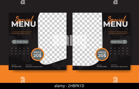 Volantino o social media post modello menu alimentare a tema Illustrazione Vettoriale