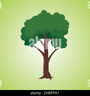 Illustrazione vettoriale ad albero con stile cartoon piatto Illustrazione Vettoriale