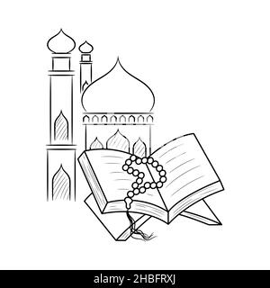 Ramadan Kareem decorazione ornamentale del mese santo. Ramadan Kareem icona disegno vettoriale Illustrazione Vettoriale