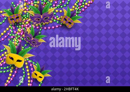 sfondo di mardi gras con spazio di copia. disegno vettoriale Illustrazione Vettoriale