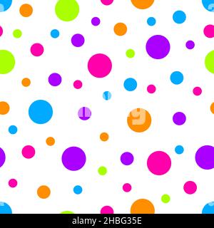 Ripetizione senza giunture. Sfondo bianco con cerchi colorati. Illustrazione vettoriale. Illustrazione Vettoriale