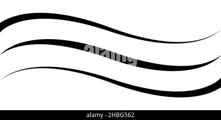 Linea calligrafica curva, vettore, nastro come elemento calligrafico scorrevole, linea piacevolmente curva Illustrazione Vettoriale