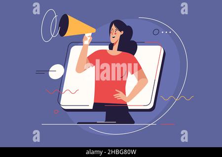 Illustrazione vettoriale sul tema dell'assunzione, del reclutamento di nuovi dipendenti, dell'annuncio e della promozione. Tratto modificabile Illustrazione Vettoriale