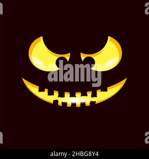 Icona di Halloween isolata su sfondo nero. Maschera di zucca Cartoon Foto Stock