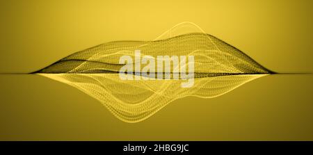 Struttura delle forme d'onda a reticolo o visualizzazione astratta delle forme d'onda audio su sfondo giallo Foto Stock