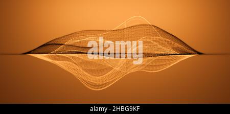 Struttura delle forme d'onda a reticolo o visualizzazione astratta delle forme d'onda audio su sfondo arancione Foto Stock