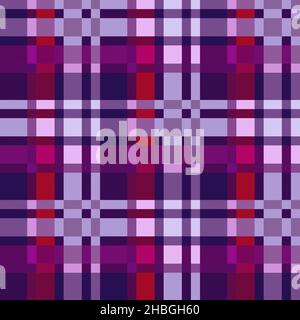Contrasto motivo scozzese senza cuciture in tonalità magenta, rosso e violetto con linee diagonali, texture per tartan, plaid, tovaglie, coaguli Illustrazione Vettoriale