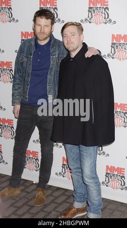 Ricky Wilson,Simon Rix dei Capi Kaiser arrivano al NME Awards al 02 Brixton Academy di Londra Foto Stock