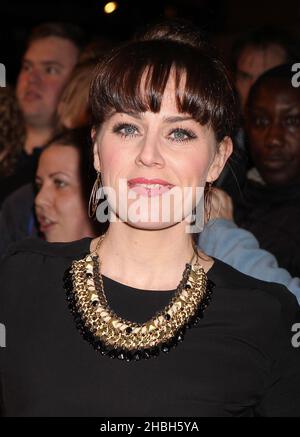 Jill Halfpenny partecipa ai Whatsonstage Awards al Palace Theatre di Londra. Foto Stock