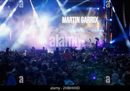 Martin Garrix DJ sul palco durante il BBC radio 1 Big Weekend Festival a Glasgow, Scozia. Foto Stock