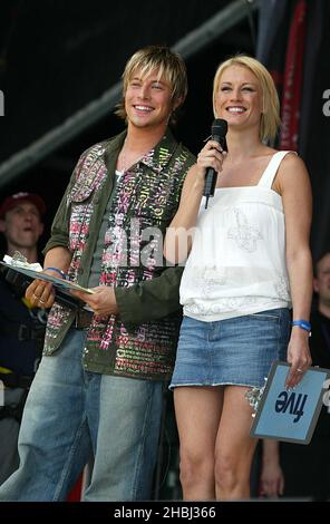 Denise Van Outen e Duncan James di Blue alla Capital FM Prince's Trust Party nel Park di Hyde Park London. Lunghezza di tre quarti. Foto Stock