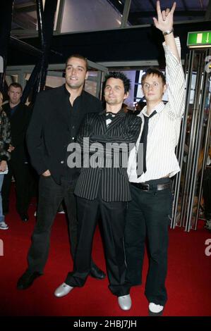 Muse alle prove per i Brit Awards 2004. Foto Stock