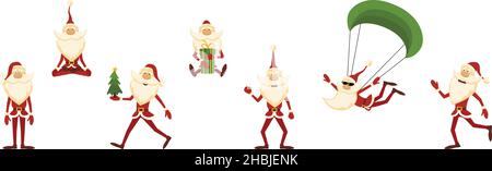 Illustrazione vettoriale dei personaggi del cartoon Babbo Natale su sfondo bianco. Illustrazione Vettoriale