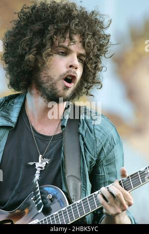 Andrew Stockdale di Wolfmother si esibisce al 2007 Isle of Wight Festival di Newport. Foto Stock