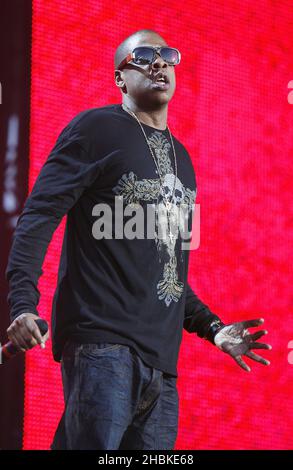 Jay Z titoli il primo giorno del Wireless Festival O2 ad Hyde Park, Londra. Foto Stock