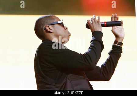 Jay Z titoli il primo giorno del Wireless Festival O2 ad Hyde Park, Londra. Foto Stock