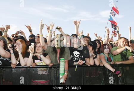 Folle al Download Festival 2009 al Donnington Park, a Derby, Inghilterra Foto Stock