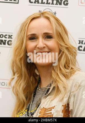 Melissa Etheridge si pone dietro le quinte dell'Hard Rock Calling, Hyde Park Foto Stock