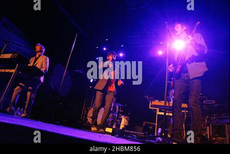 Magne Furuholmen, Morten Harket e Paul Waaktaar-Savoy della Swedish Pop Band A-ha suonano al Heaven di Londra Foto Stock