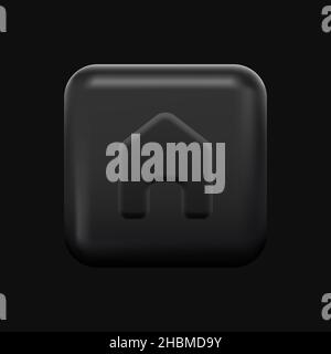Icona Home semplice nera. 3D pulsante isolato. Illustrazione vettoriale Illustrazione Vettoriale