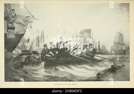 Battaglia del lago Erie [la battaglia del lago Erie, a volte chiamata la battaglia di Put-in-Bay, è stata combattuta il 10 settembre 1813, sul lago Erie al largo della costa dell'Ohio durante la guerra del 1812. Nove navi della Marina degli Stati Uniti sconfissero e catturarono sei navi della Marina reale britannica. Questo garantì il controllo americano del lago per il resto della guerra, che a sua volta permise agli americani di recuperare Detroit e vincere la battaglia del Tamigi per rompere la confederazione indiana di Tecumseh. Fu una delle più grandi battaglie navali della Guerra del 1812.] dal ' Washington, una guida per la città ', fornito f Foto Stock