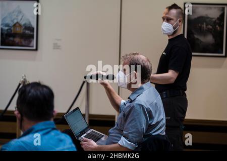 Berlino, Germania. 20th Dic 2021. Conferenza stampa del Partito socialdemocratico a Berlino il 20 dicembre 2021. (Foto di Ralph Pache/PRESSCOV/Sipa USA) Credit: Sipa USA/Alamy Live News Foto Stock