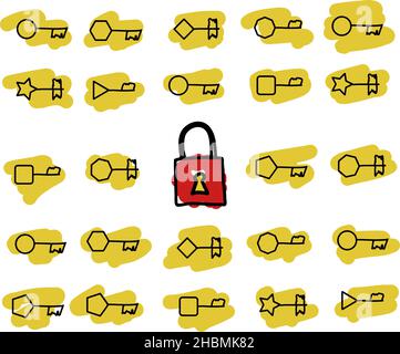 Sicurezza e affidabilità da hacking, concetto di storage delle chiavi Illustrazione Vettoriale