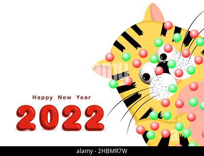 Anno del simbolo della tigre 2022.illustrazione del vettore. Programma, settimanale. Illustrazione Vettoriale