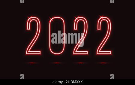 Felice anno nuovo 2022. Design vettoriale con effetto neon light. eps 10 Illustrazione Vettoriale