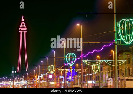 Luci autunnali a Blackpool, Lancashire, Inghilterra. Foto Stock