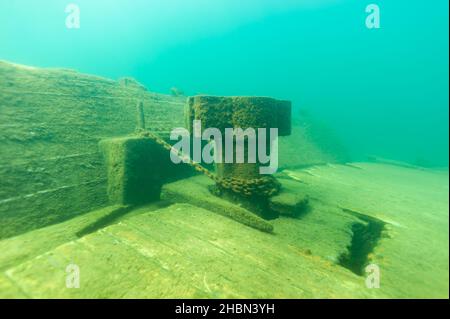 Meccanismo di guida per il naufragio delle Bermuda nella riserva sottomarina dell'Alger nel lago superiore Foto Stock