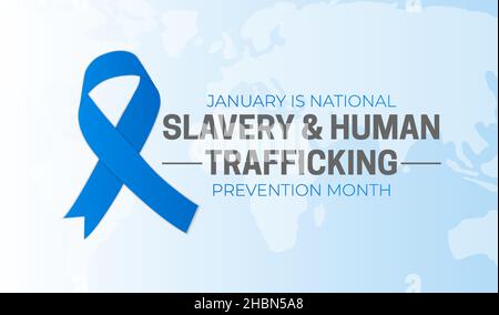 Gennaio è National Slavery and Human Trafficking Prevention mese sfondo Illustrazione Banner Illustrazione Vettoriale