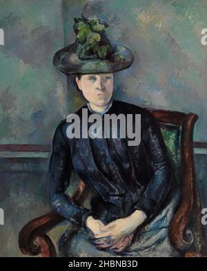 Madame Cézanne con cappello verde (Madame Cézanne au chapeau vert) (ca. 1891-1892) di Paul Cézanne. Foto Stock