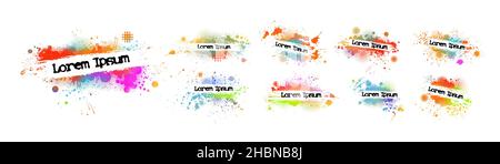 Set di elementi grunge da blot. Abstract blot multicolore per il testo. Illustrazione vettoriale Illustrazione Vettoriale