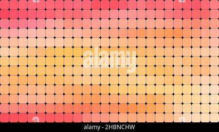 Sfondo astratto della griglia di quadrati colorati caldi e arrotondati. Full frame ad alta risoluzione astratto sfondo colorato in rosso, arancione e giallo. risoluzione 4k Foto Stock