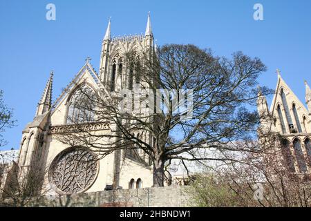 Cattedrale di Lincoln nel sole primaverile Foto Stock