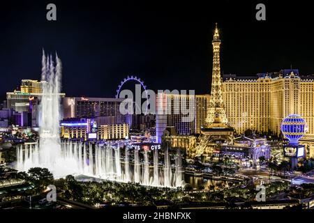 Una vista mozzafiato di Las Vegas di notte Foto Stock