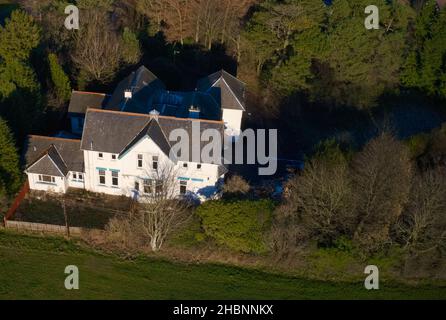 Residenza di lusso in campagna vista aerea Scozia Foto Stock