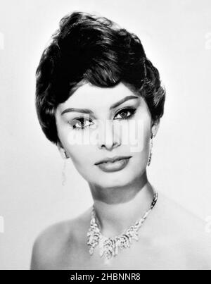 Ritratto in bianco e nero di Sofia Loren in mostra Academy Museum of Motion Pictures, Los Angeles, California, Foto Stock