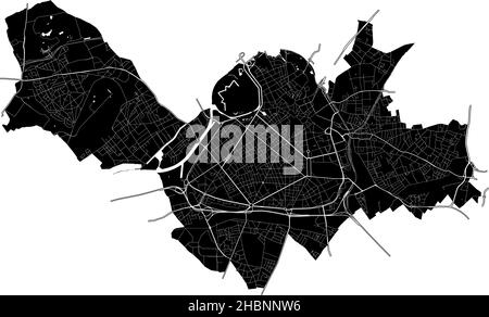 Lille, Nord, Francia, Francia, mappa vettoriale ad alta risoluzione con confini della città e percorsi modificabili. La mappa della città è stata disegnata con aree bianche e linee fo Illustrazione Vettoriale