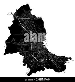 Palermo, Italia, mappa vettoriale ad alta risoluzione con confini della città e percorsi modificabili. La mappa della città è stata disegnata con aree bianche e linee per le strade principali, Illustrazione Vettoriale