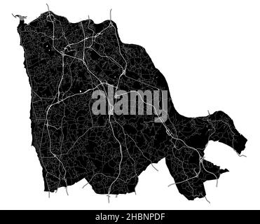 Vila Nova de Gaia, Portogallo, mappa vettoriale ad alta risoluzione con confini della città e percorsi modificabili. La mappa della città è stata disegnata con aree bianche e linee fo Illustrazione Vettoriale