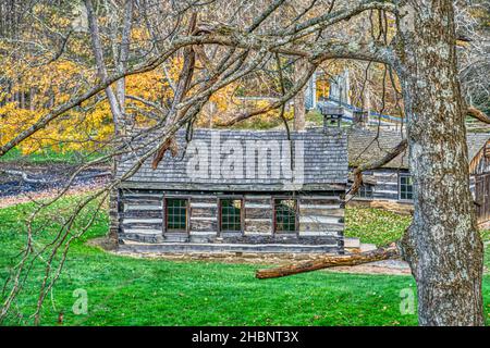 La Vodrey Chapel nel Pioneer Village presso il Beaver Creek state Park situato a East Liverpool, Ohio. Foto Stock