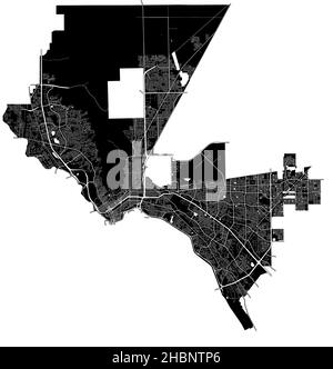 El Paso, Texas, Stati Uniti, mappa vettoriale ad alta risoluzione con confini della città e percorsi modificabili. La mappa della città è stata disegnata con aree e linee bianche Illustrazione Vettoriale