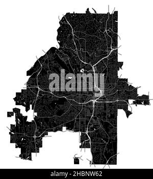 Atlanta, Georgia, Stati Uniti, mappa vettoriale ad alta risoluzione con confini della città e percorsi modificabili. La mappa della città è stata disegnata con aree bianche e linee Illustrazione Vettoriale