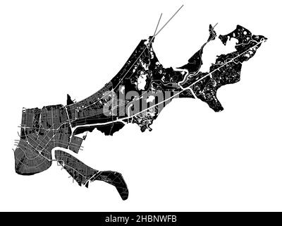 New Orleans, Louisiana, Stati Uniti, mappa vettoriale ad alta risoluzione con confini della città e percorsi modificabili. La mappa della città è stata disegnata con aree bianche e Illustrazione Vettoriale