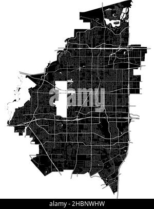 Arlington, Texas, Stati Uniti, mappa vettoriale ad alta risoluzione con confini della città e percorsi modificabili. La mappa della città è stata disegnata con aree bianche e linee Illustrazione Vettoriale