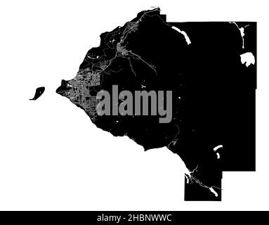 Anchorage, Alaska, Stati Uniti, mappa vettoriale ad alta risoluzione con confini della città e percorsi modificabili. La mappa della città è stata disegnata con aree bianche e lin Illustrazione Vettoriale